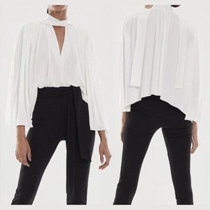 NEW HALSTON Evi Volume Drape Top in Prestine white size M